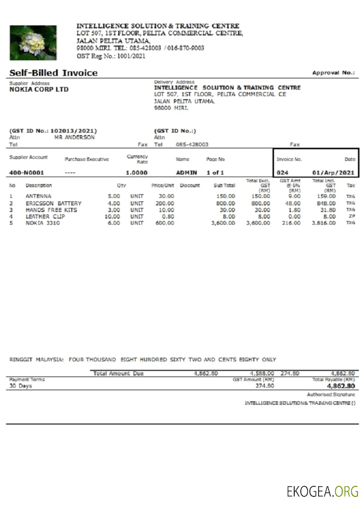 Malaysia Intelligence Solution & Training Center soi , même, facture facturée